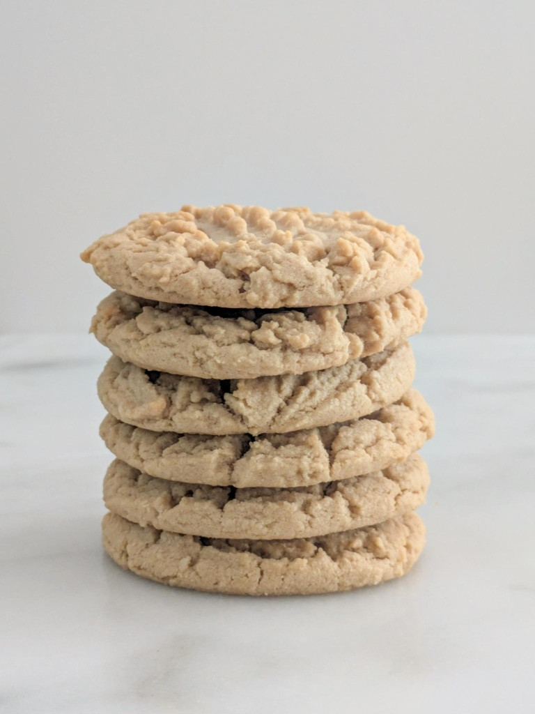 Stack of fresh-baked peanut butter cookies
